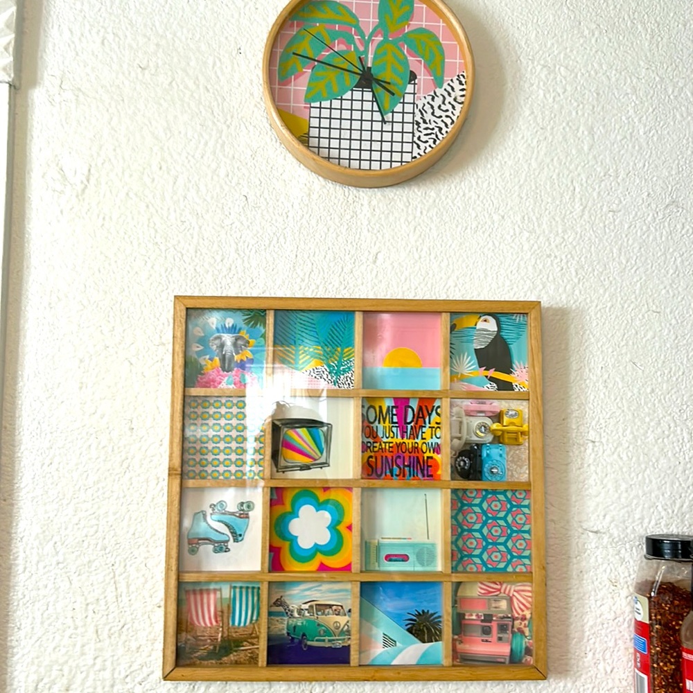 Picture frames and clock